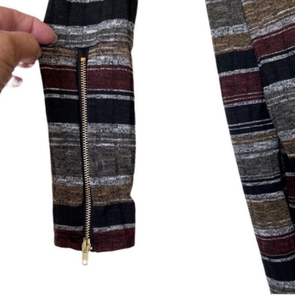 NEW CURE Long Line Cardigan Sweater Jacket Zipper Sleeves Black Brown Tan Size S - Picture 6 of 12